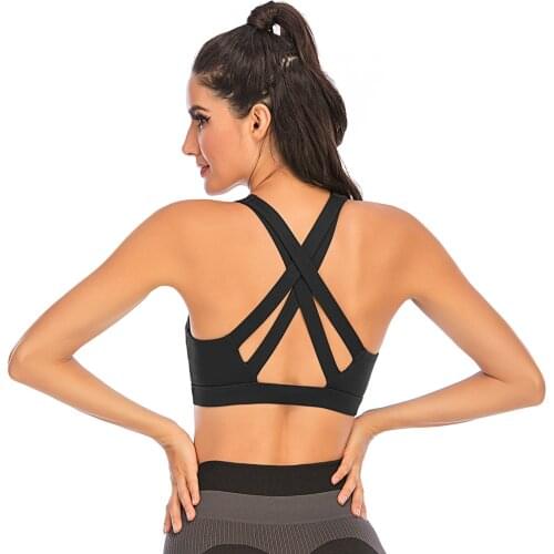 Sport Wear For Women Gym Solid Bra Cross Back Seamless Yoga Brassiere Fitness Sexy Clothes Running Top