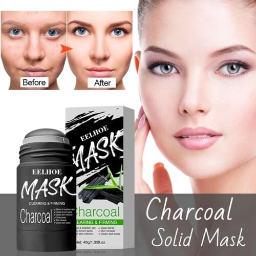 Solid Mask Charcoal Vitamin C Mask for Face Pores Purifying Clay Stick Oil Control Remove Blackhead Anti-Acne Beauty Mud Cream