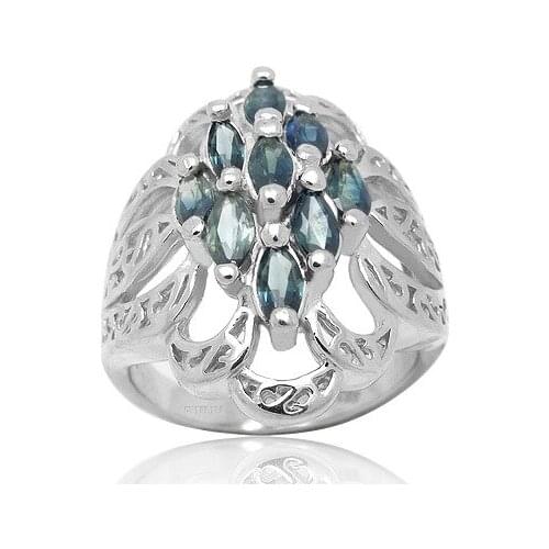 Vintage Silver Sapphire Ring for Party 2.5*5mm Natural Sapphire Silver Ring 925 Sterling Silver Sapphire Jewelry