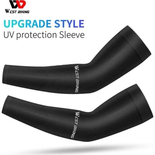 WEST BIKING Cycling Arm Warmers Ice Silk Fabric Basketball Running Arm Sleeves Bicycle Arm Warmers Summer Outdoor Sport Sleeves