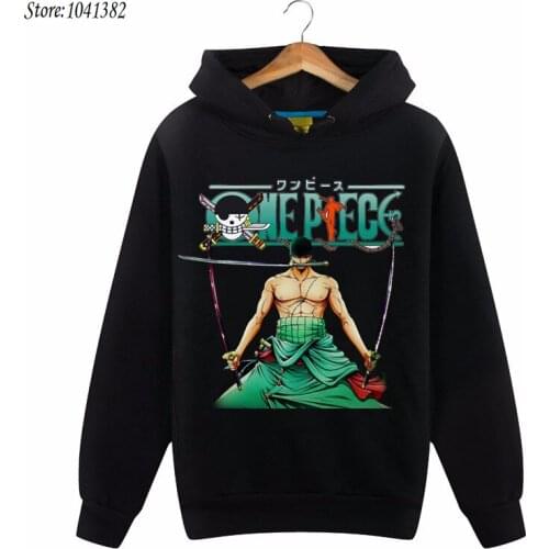 [XHTWCY]One Piece Hoodie Anime Luffy Print Pullover Fleece Hoodies Men Women Casual Anime Sweatshirt Warm Black Hoodie