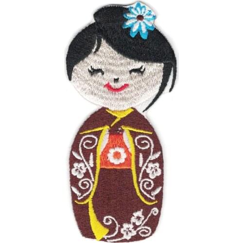 Japan Cute Girl Kokeshi Doll Vintage Applique or Sewing for Clothes Applique Diy Accessory Suppliers Sticker