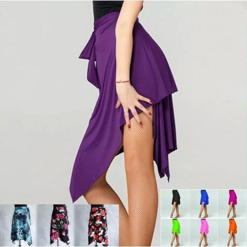 Latin Dance Skirt Dress Red Black Irregular Skirt Cha Cha Rumba Samba Tango Dresses For Dancing Practice Performamnce Dancewear