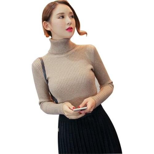 Fashion 2021 Spring Summer Women Knitted Turtleneck pull Sweater Casual Soft Jumper Fashion Slim Femme Elasticity Pullover