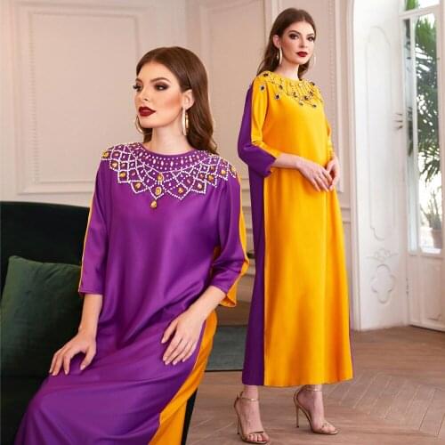 Luxury Hijab Dress Two Sides Reversible Abaya Diamonds Women Elegant Party Evening Arab Maxi Robe Gown Ramadan Islamic Clothing