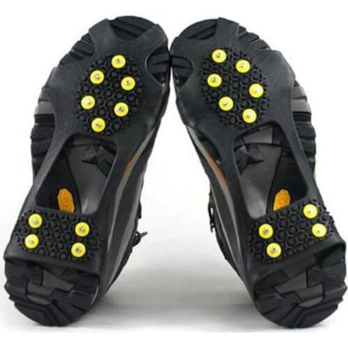 1 Pair Hot Sale 10 Studs Anti-Skid Snow Ice Climbing Shoe Spikes Grips Crampons Cleats Overshoes Winter Climbing Shoes Cover