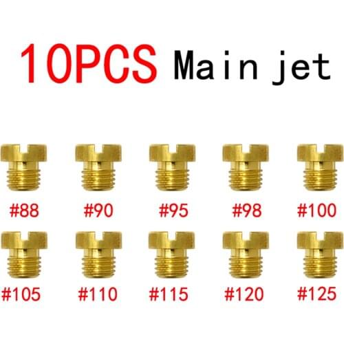 10 pces carburador jato principal 6mm rosca para o carburador phbh phbl phbn phbe phbr carb injector bico tamanho #88-125