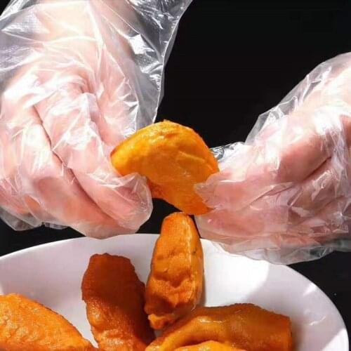 100/200pcs/Lot Disposable Gloves One-off Plastic Gloves Restaurant BBQ Transparent Eco-friendly PE Gloves Kitchen Garden accesso