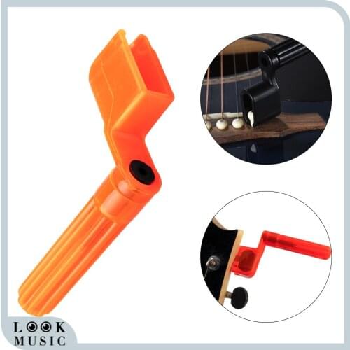 2PCS Acoustic Electric Guitar String Winder Peg Bridge Pin Tool Plastic Black
