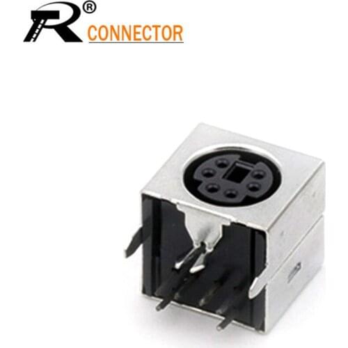 3PCS MDC/S Terminal Mini PS2 Power Socket MINI DIN 6PIN Metallic Housing Female Socket Bent needle Half-Package Shield