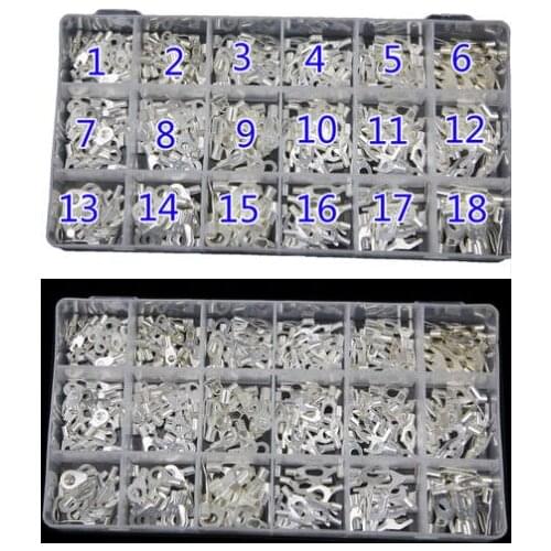 490pcs Cold Pressing Bare Terminals Connector Open Nose Ear Type Terminal Kits