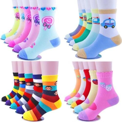 5 Pairs/Lot Girls Winter Autumn Striped Socks Unisex Kids Socks Children Boy Winter Cotton Socks 1Y-12Y 6 7 10 12