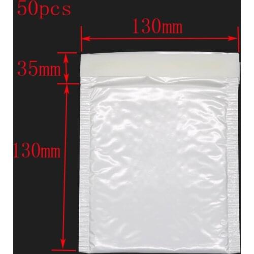 50pcs White Ultra-thin Bubble Bag (13 * 13cm + 3.5cm) Waterproof and Shockproof Pearl Film Envelope Business Office Stationery