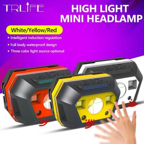 8000LM Mini Headlamp Portable Sensor Headlights Yellow White Running Lamp Red Warning Lights USB Headlights Outdoor Lanterns