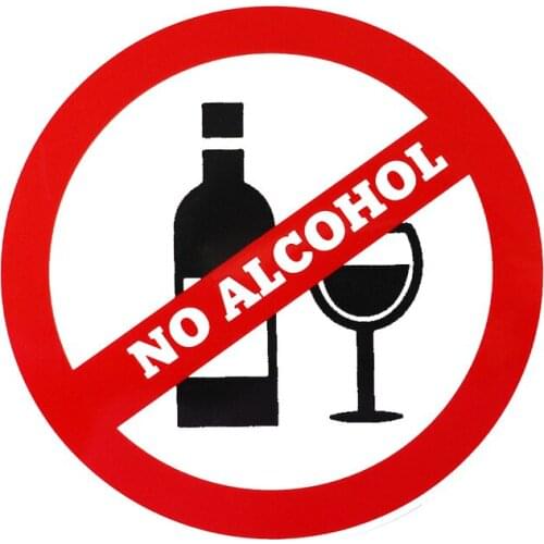No Alcohol Decal NO Drink Warning PVC Water Proof Car Sticker Auto Parts 12.6x12.6cm