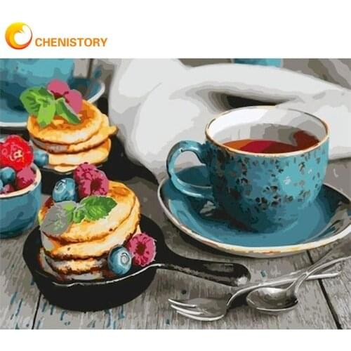 CHENISTORY Color Cake And Coffee Landscape Oil Painting By Numbers 60x75cm Framed Home Decoration Wall Art Photo Home Decor