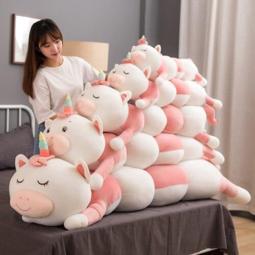 80cm-120cm Creative Unicorn Plush Long Pillow Toys Soft Stuffed Cartoon Animal Horse Doll Sofa Bed Sleeping Pillow Cushion Gifts