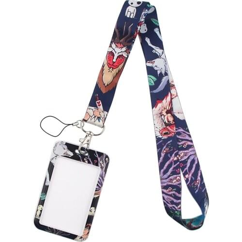 DZ1649 Japanese Anime Icons Lanyard Credit ID Badge Holder Key Rings Bag Student Cute Travel Bank Business Card Cover Keychain