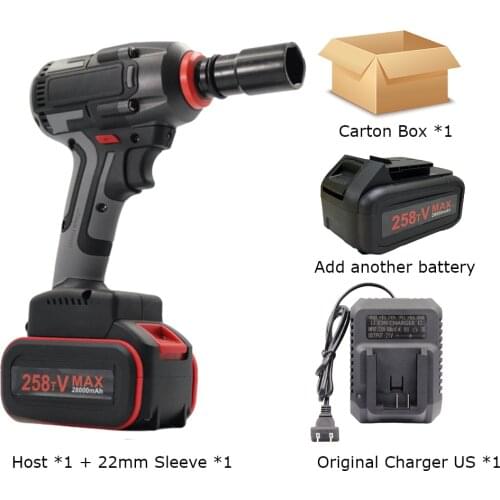 New 28000mAh 258TV Brushless Cordless Electric Wrench Impact Driver Power Tool Rechargeable Lithium Battery Household Drill