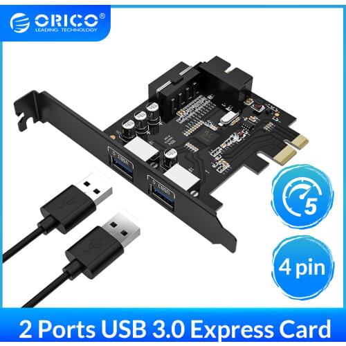 ORICO PCI-E USB 3.0 HUB Controller Adapter Card USB 3.0 PCI-E Expansion Card Adapter with 15Pin Power Supply PCI-E Extender Card