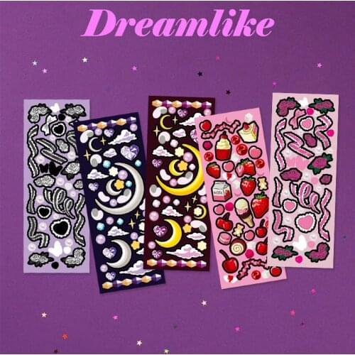 Korean Colored Loving Heart Rose Ribbon Stickers DIY Scrapbook Album Idol Card Mobile Ipad Stationery Decorative Stickers