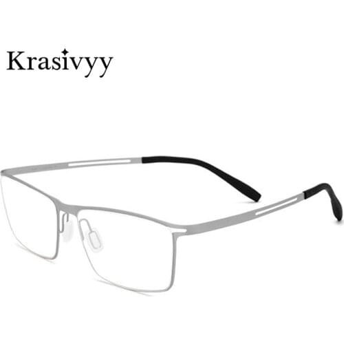 Krasivyy Square Optical Glasses Women Ultralight B Titanium Siamese Prescription Eyewear Men Full Frame Screwless Eyeglasses