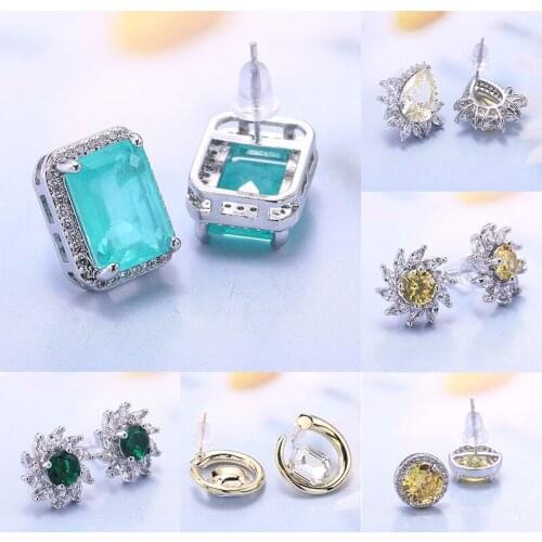 Summer Hot Sale Women Charm Jewelry Zircon Earring Various Geometry Earrings Copper Earrings Womens Jewelry