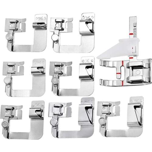 LMDZ 7 Pcs Domestic Sewing Machine Hemmer Foot With 1 Pcs Adjustable Presser Foot Snap on For Snapping