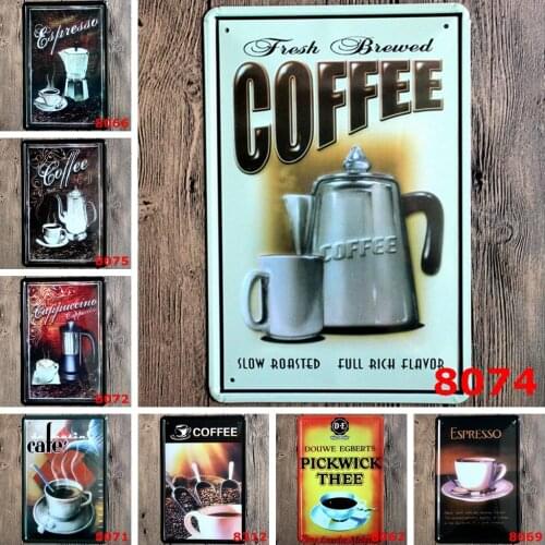 Coffee Metal Painting Home Living Room Art Unique Gift Decoration Wholesale Mix Order 20X30CM W-28