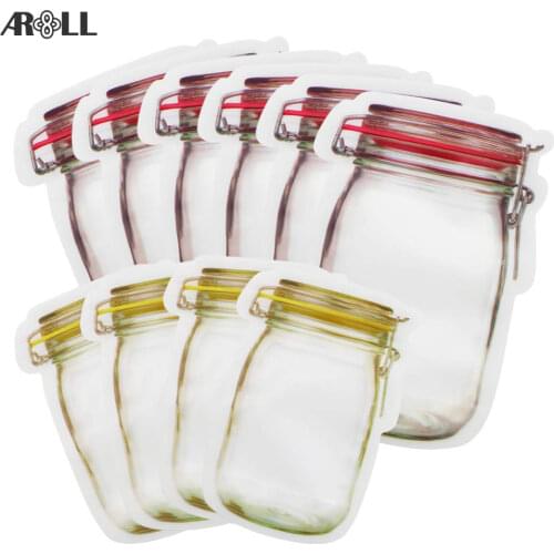 Reusable Zip Lock Snack Bag Stand up Plastic Food Storage Bag Kitchen Mason Jar Zipper Bags Leakproof