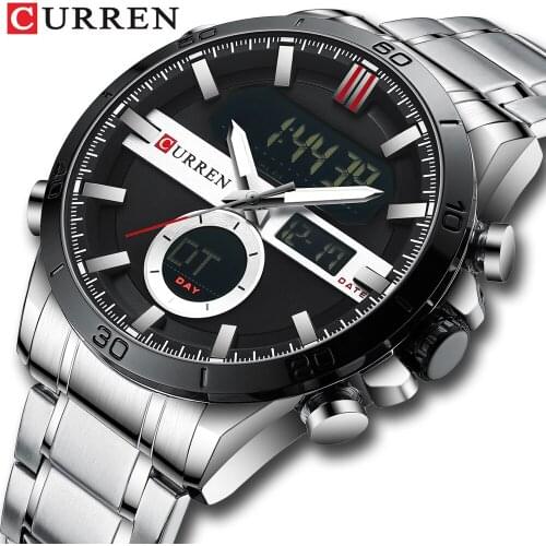 Men’s Watches CURREN Luxury Brand Men Sports Quartz Watch Men Stainless Steel LED Digital Clock Waterproof Relogio Masculino