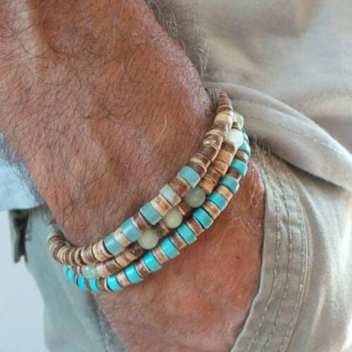 Mens surfer bracelet Mens beaded bracelet Mens stacking bracelets Mens bracelet Mens stretch bracelet Mens boho bracelets