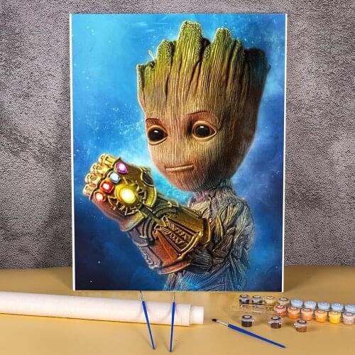 Groot Coloring By Numbers Painting Package Acrylic Paints 50*70 Painting On Canvas Wall Decoration For Wholesale