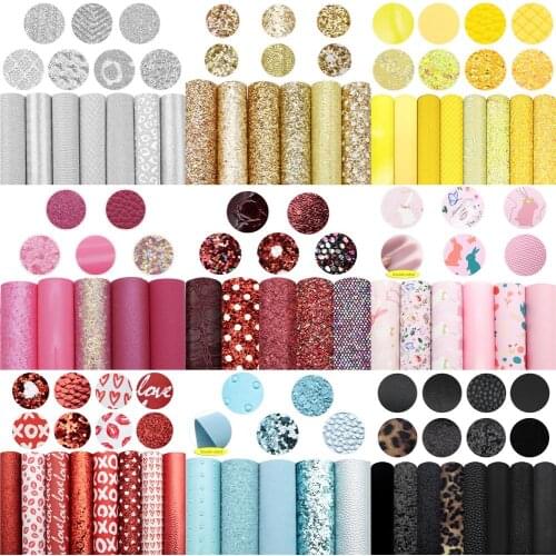20*33cm Glitter Solid Faux Synthetic Leather Set Fabric For Bows Leather Crafts DIY Handmade Material Earrings,1Yc20509