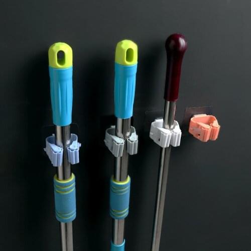 Wall Mounted Mop Organizer Holder Brush Broom Hanger Storage Rack Kitchen Tool Bathroom Hanger Clip Seamless Mop Hook