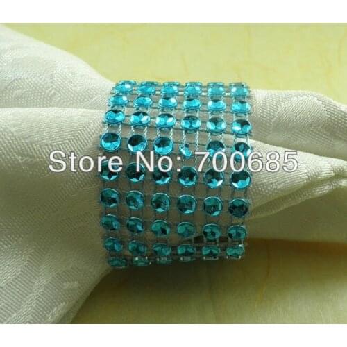 Ncrystal diamond sheet cheap napkin ring blue color, napkin holder for wedding