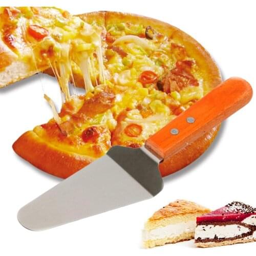 Stainless Steel Spatula Wooden Handle Grill Turner Pizza Cutter Baking Tools Teppanyaki Hibachi Griddle Cooking Utensil Tools