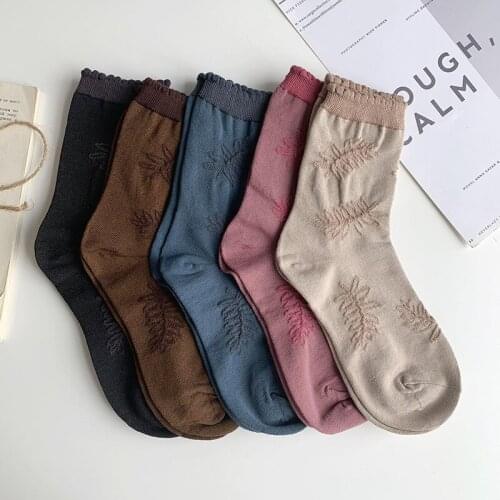 Women Autumn Socks Winter Sock Vintage Print 5 Color Socks Women Christmas Harajuku Socks