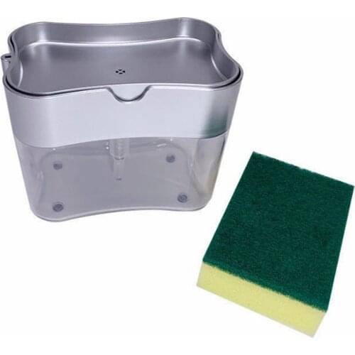 Kitchen Essentials Dishwashing Brush Pot Artifact Press the Liquid Box Sponge Block with Strong Water Absorption