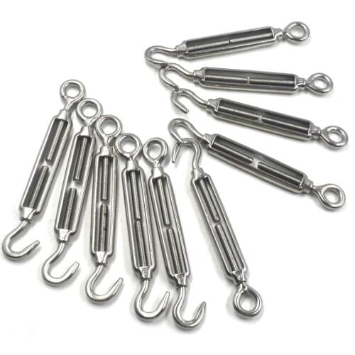 Wire Rope Cable M5 Hook & Eye Turnbuckle Stainless Steel 304 Pack of 10