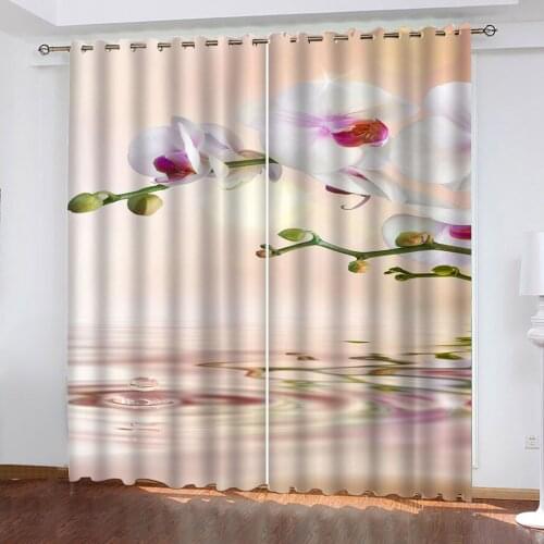 Luxury Blackout 3D Curtain Drapes For Living Room Bedroom Office Hotel Beautiful River Surface Flower Photo Home Customized