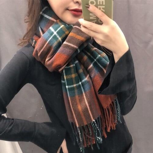 Scarf female autumn and winter long British plaid imitation cashmere scarf shawl dual-use long thick winter bib