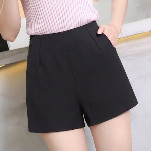 Summer Korea Women Wide Leg High Waisted Black White Chiffon Shorts , Womens Woman Casual Xxl Shorts