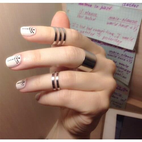 Fashion 3pcs Open Ring Gold Sliver Color Men Women Jewelry Party Rock Accessories Goth Ring Personality Punk Chain Trendy Gift