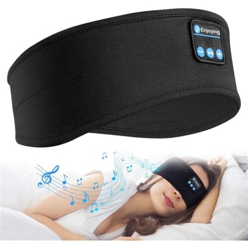 USLION Bluetooth Sleeping Headphones Headband Thin Soft Elastic Comfortable Wireless Music Headphones Eye Mask for Side Sleeper