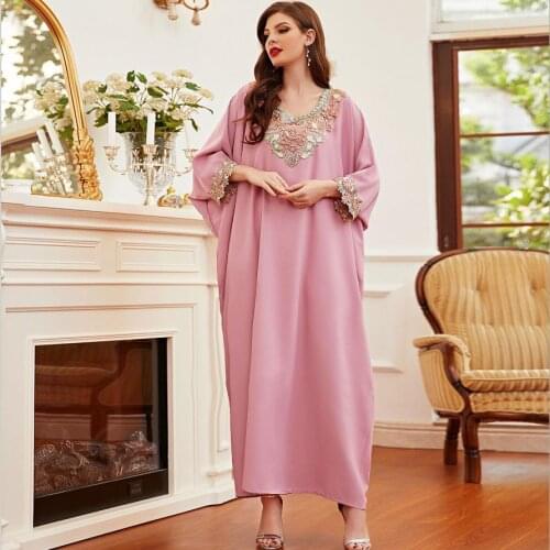 Batwing Abaya Dubai Muslim Fashion Hijab Satin Dress Turkey Islam Dresses For Women Robe Longue Femme Ramadan Eid Mubarak WY44