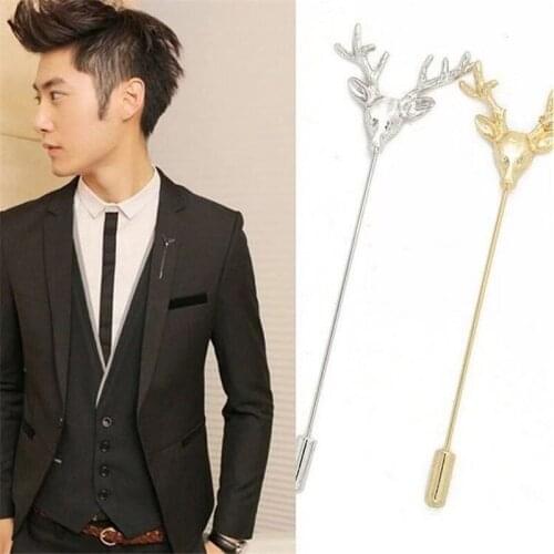 Vintage Trendy Popular Deer Brooches For Men Women Collar Lapel Pins Badge Jewelry Boy Friend Gift