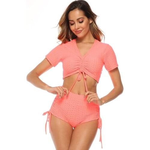 Women Sports Yoga Sets Drawstring Fitness Seamless Yoga Set Sports Suit Workout Shorts and Top Tee Shirt Active Running Leggings