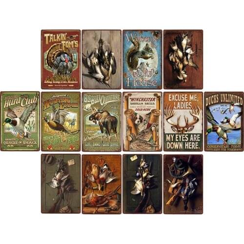 Retro Hunting Tin Sign Vintage Metal Plaque Hunt Wall Decorative Coffee Bar Pub Club Decoration Home Decor 20x30cm
