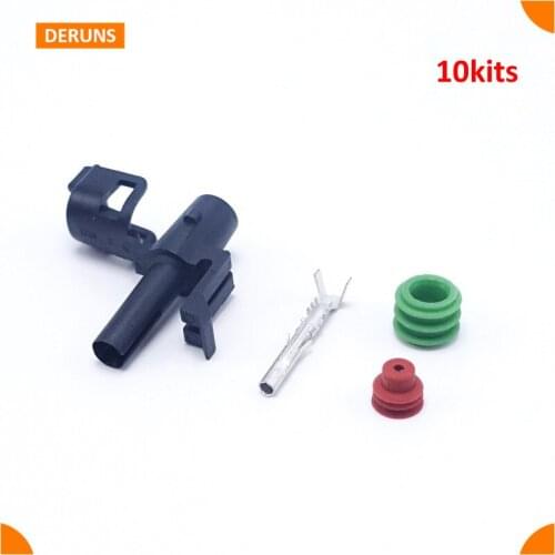 10 Kits Delphi Female 1Pin Auto Waterproof Electrical Wire Connector Plug Set